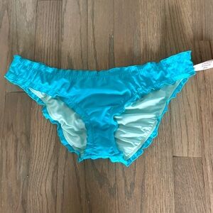 NWT Victoria's Secret Ruffle Cheeky Turquoise Bikini Bottom